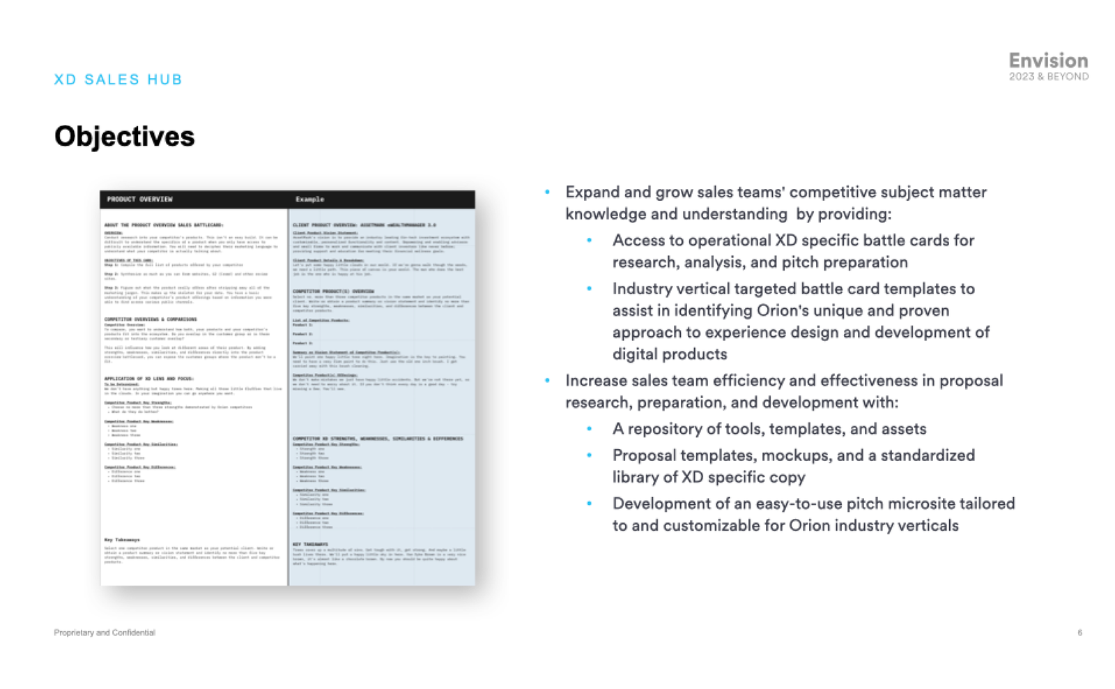results – xd hub objectives mockup